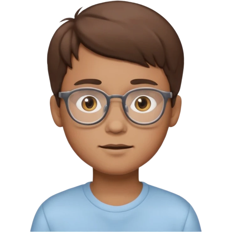 cartoon boy with brown hair, brown eyes, glasses,pastel toon style emoji
