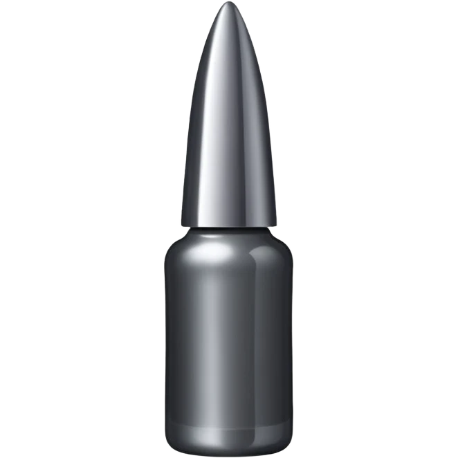 Dark grey metallic   nail polish bottle with a tall pointy cap emoji
