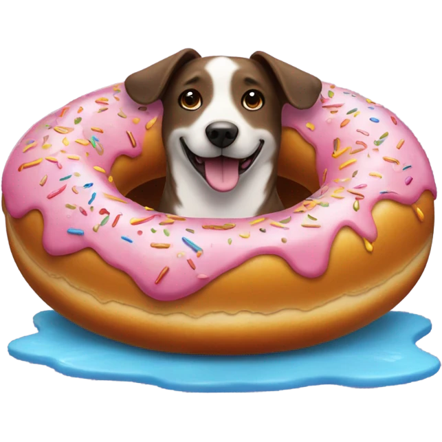 dog with donut float emoji