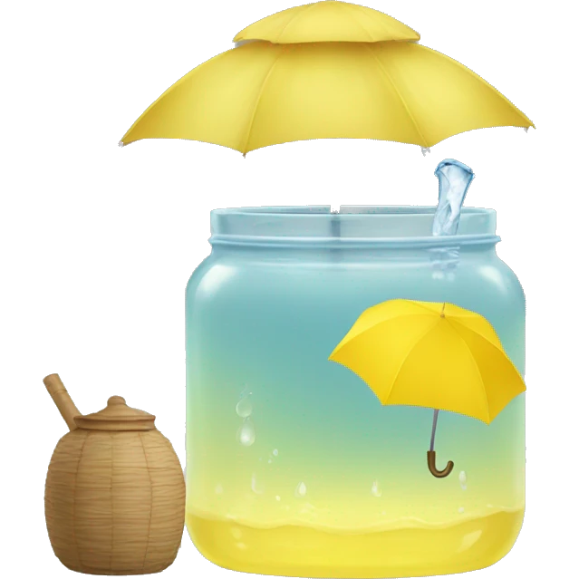 jar of yellow water with umbrella emoji