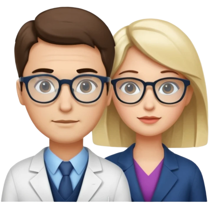 Perfect love. Psychologist girl and a futurologist man emoji