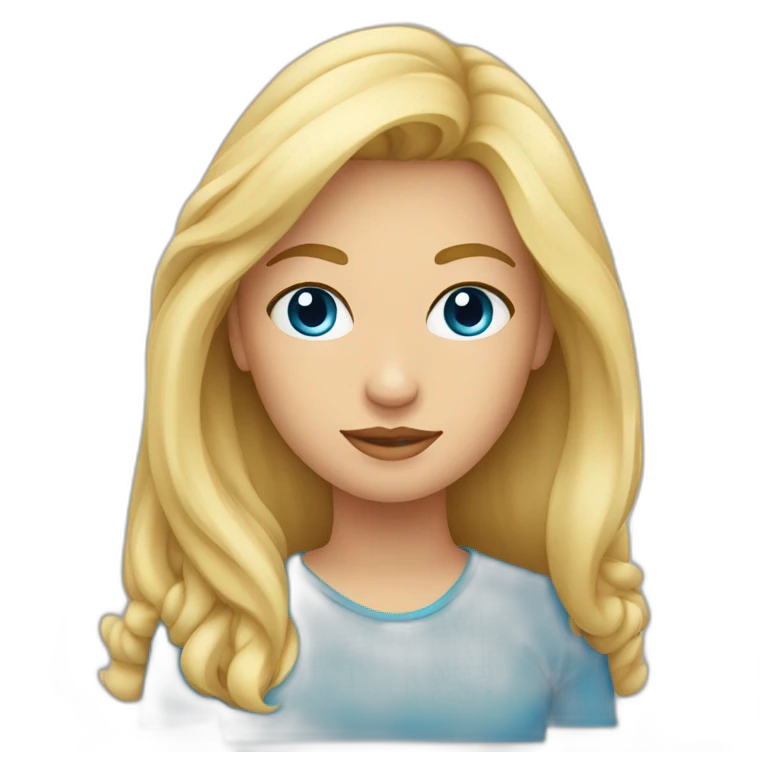 mujer rubia con pelo liso y ojos azules emoji
