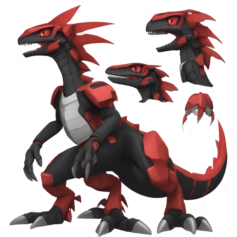  Cool Edgy Black Red Digimon-Fakemon-Guilmon-Velociraptor-Dragon-Mecha full body emoji
