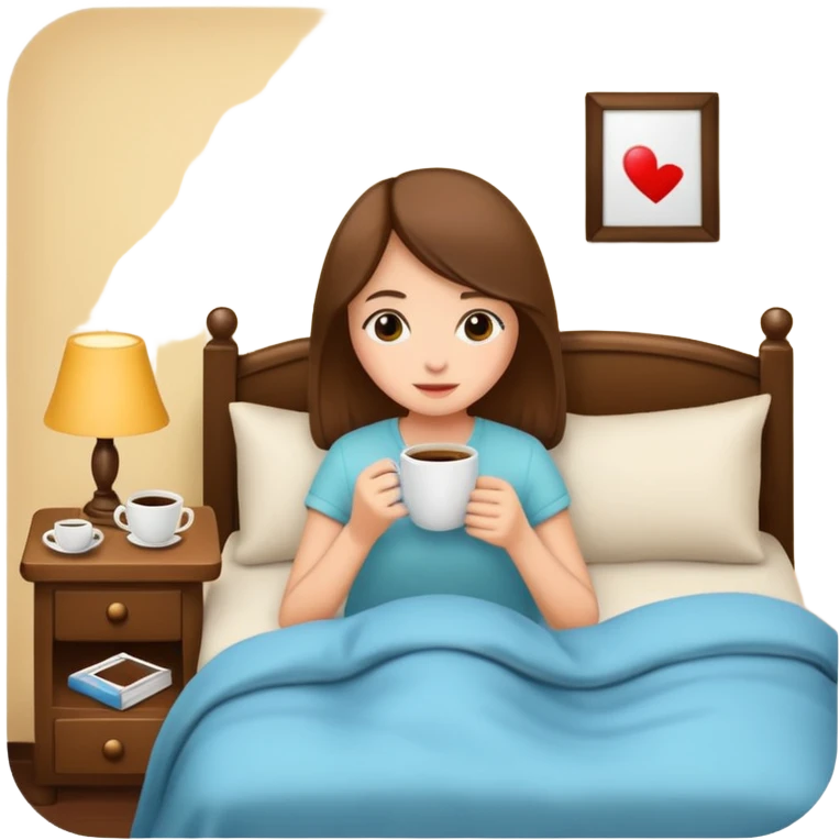 Girl coffee and comfy bed  emoji