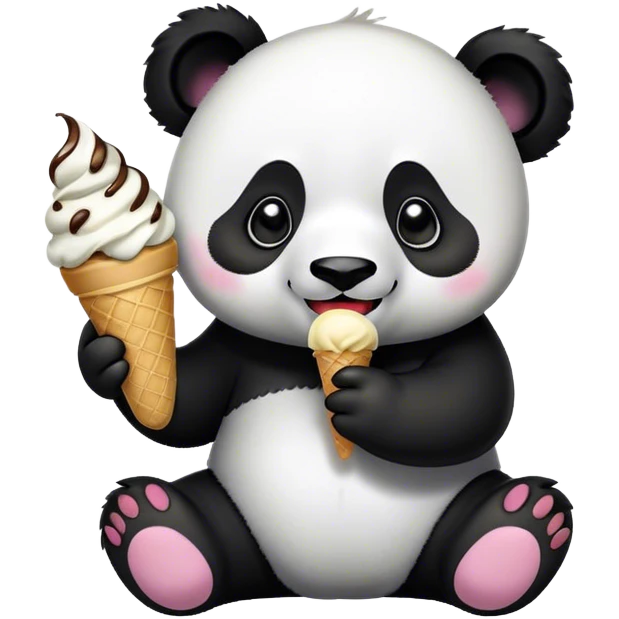 Panda eating ice cream emoji