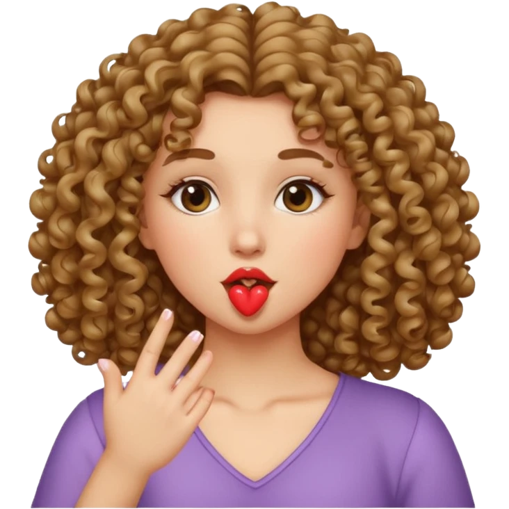 A girl with curly hair throwing a kiss emoji