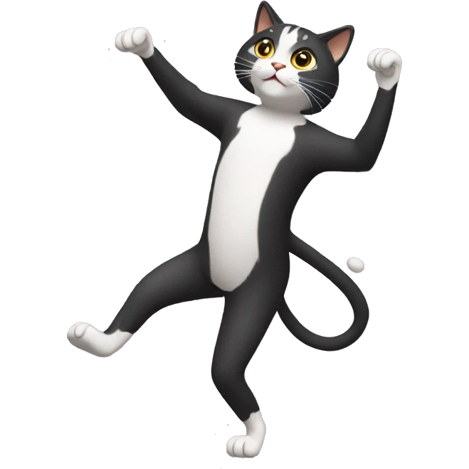 Create cat emoji while dancing on two legs emoji