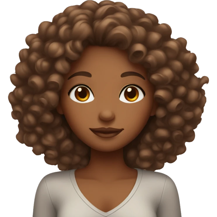 brown skin girl with curly hair  emoji