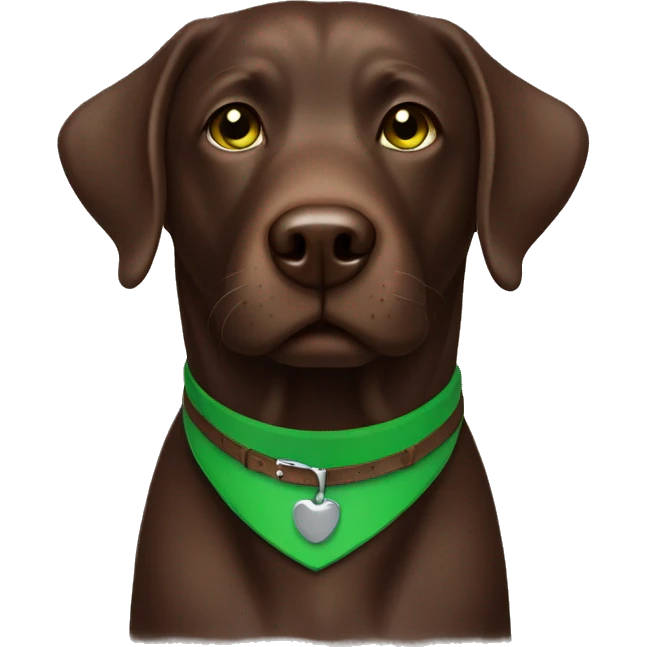 Chocolate Labrador with green collar emoji