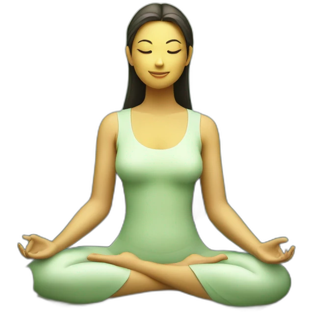 Redesign as a serene figure meditating on a lotus, with a peaceful aura, in an enchanted forest. emoji