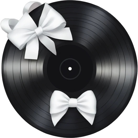 vinyl record with white bow emoji