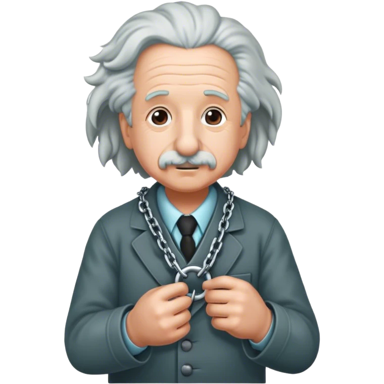 Albert einstein pulling on a chain emoji