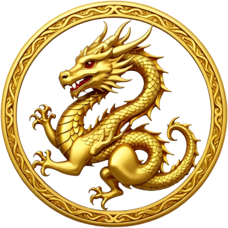 Golden Dragon crest/brosch in a circle emoji