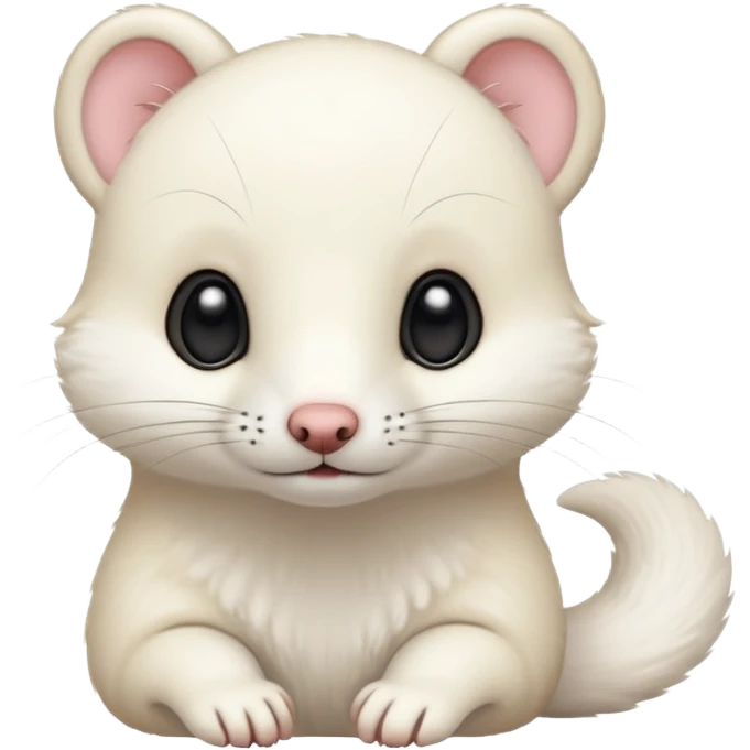 White furry cute Kawaii adorable ermine-weasel-hybrid emoji