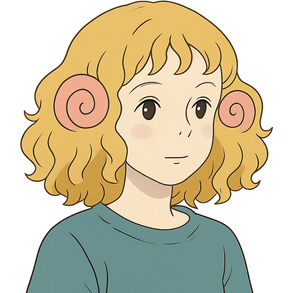 pale girl with curly medium-length blonde hair and baby pink swirls emoji