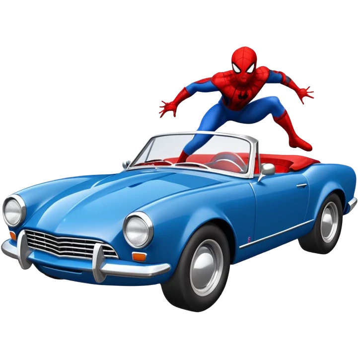 Spider-Man driving a 65 black fastback emoji