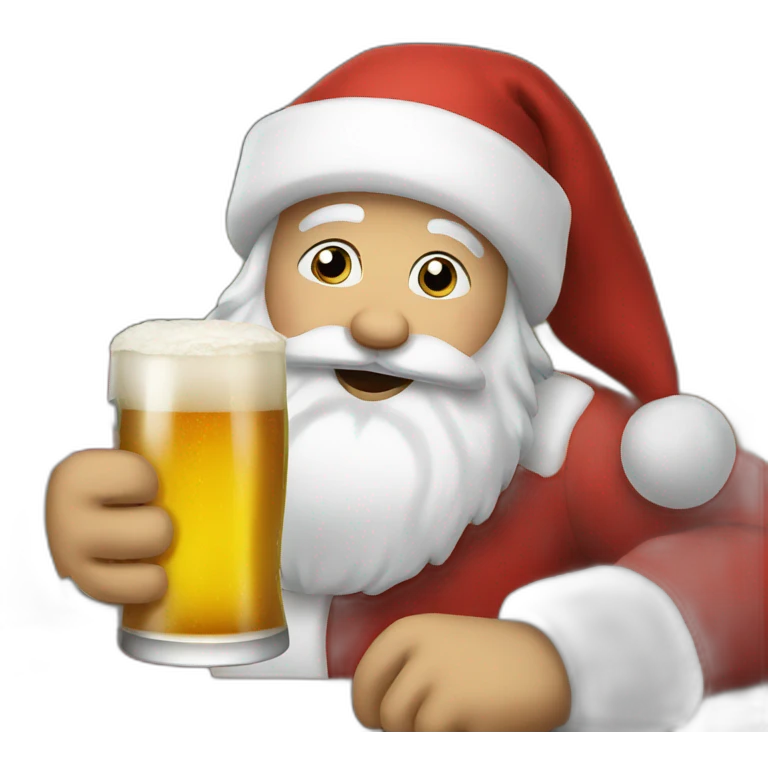 Santa drinking beer emoji
