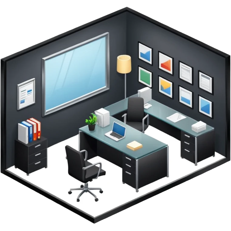 an office for ceo of comany in an isometric style emoji