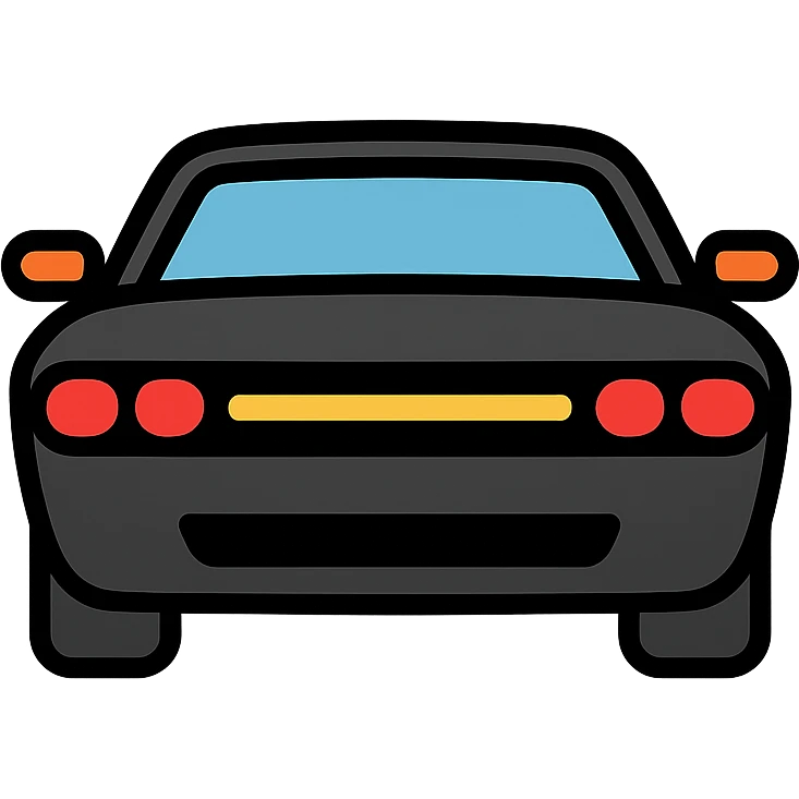 black Dodge Challenger with red front lights, colored icon emoji