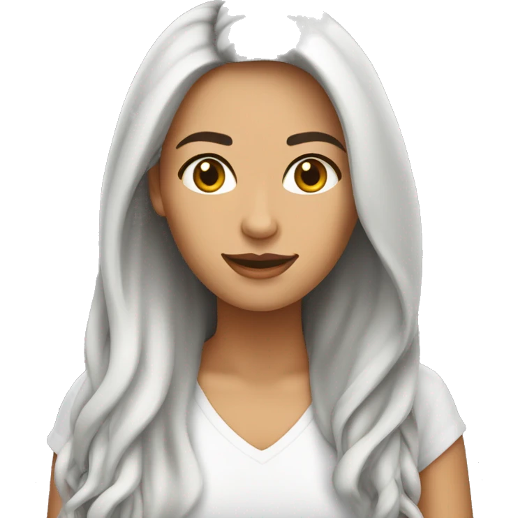 Mujer blanca cabello largo medio cafe emoji
