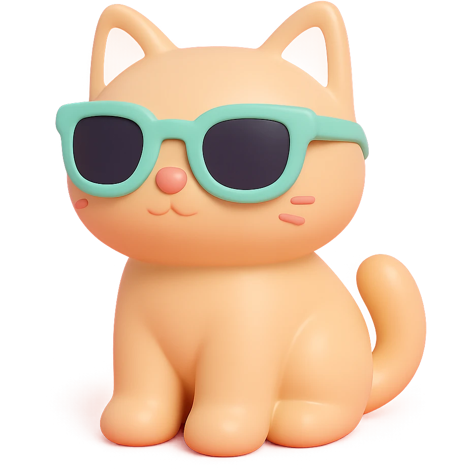 vinyl figure style cat wearing sunglasses emoji