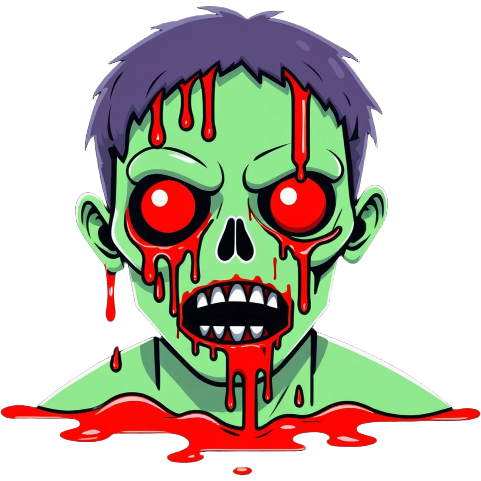 zombie man with blood slime dripping from his face emoji