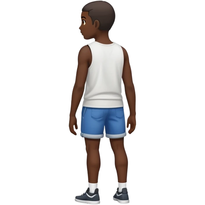 Black man facing backwards with shorts on emoji
