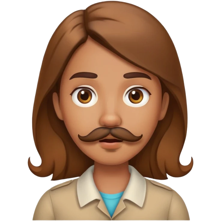 Girl showing confusion, medium skin tone, beard and mustache emoji