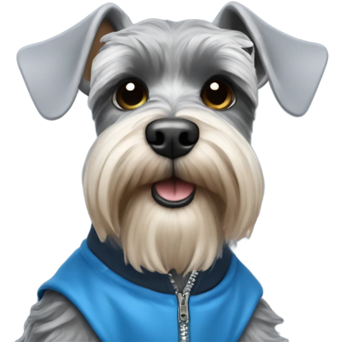 miniature schnauzer with blue jacket halo and wing emoji