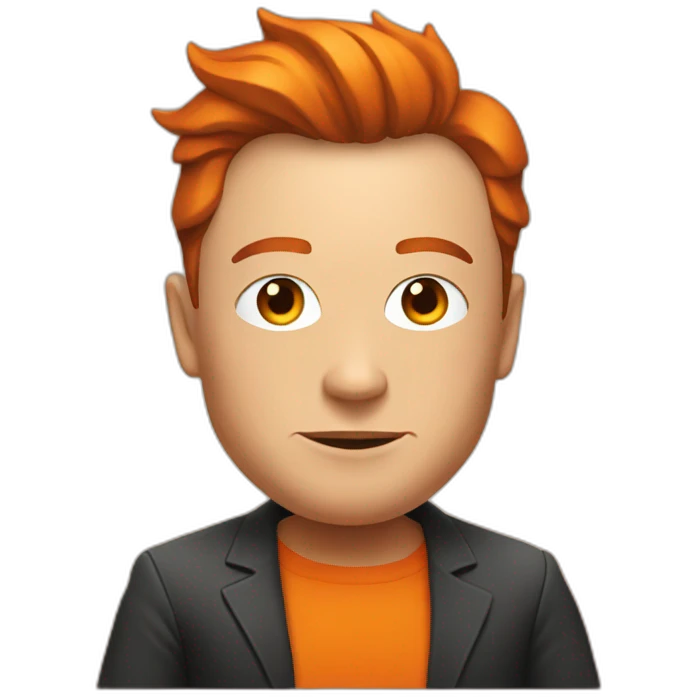 elon musk with orange head emoji