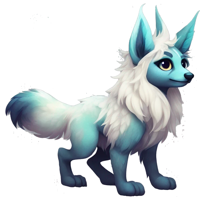 Cool cute Kawaii edgy ethereal futuristic modern epic fantasy animal sparkle fursona Fionbri creature by griffsnuff & LiLaiRa & Falvie full body emoji