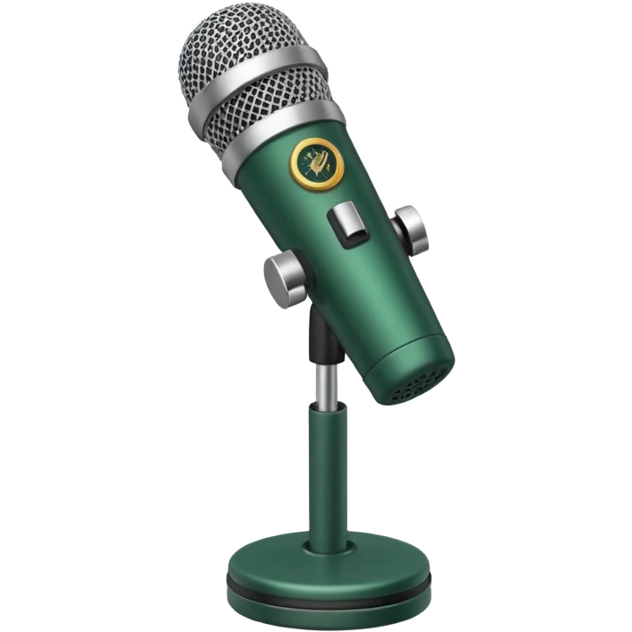 dark green microphone on stand, shape as in reference, minimalist, no emojis or faces emoji