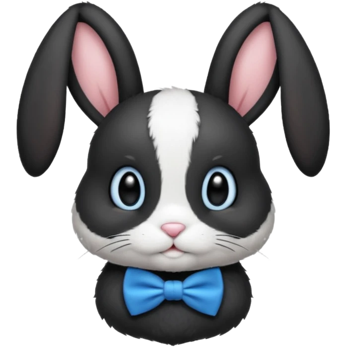 black bunny with blue bowtie emoji