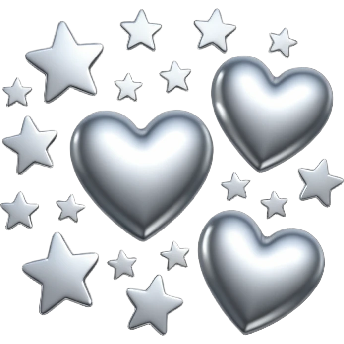 Silver hearts and stars emoji
