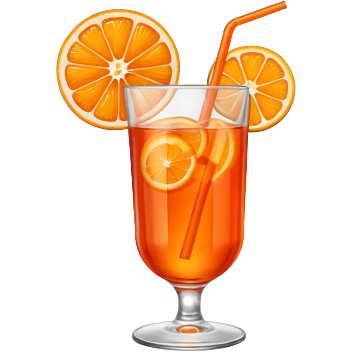 Mach mir einen Aperol in Emoji Stil - eine Orangenscheibe im Glas und ein Strohhalm - keine Deko am Glas oben emoji
