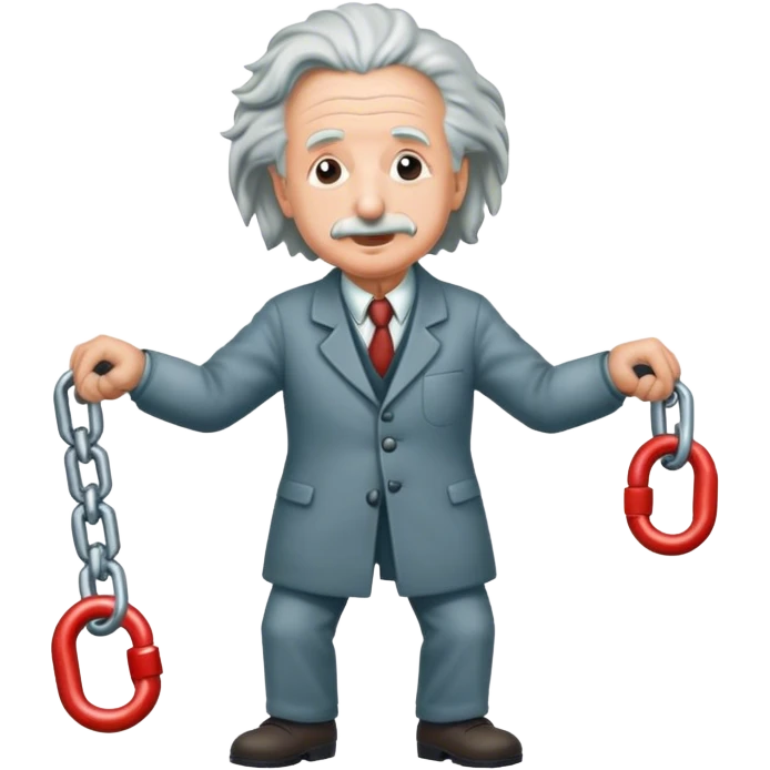 Albert einstein pulling on a chain emoji