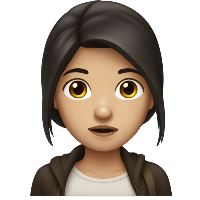 Girl with very dark and sad brown hair emoji