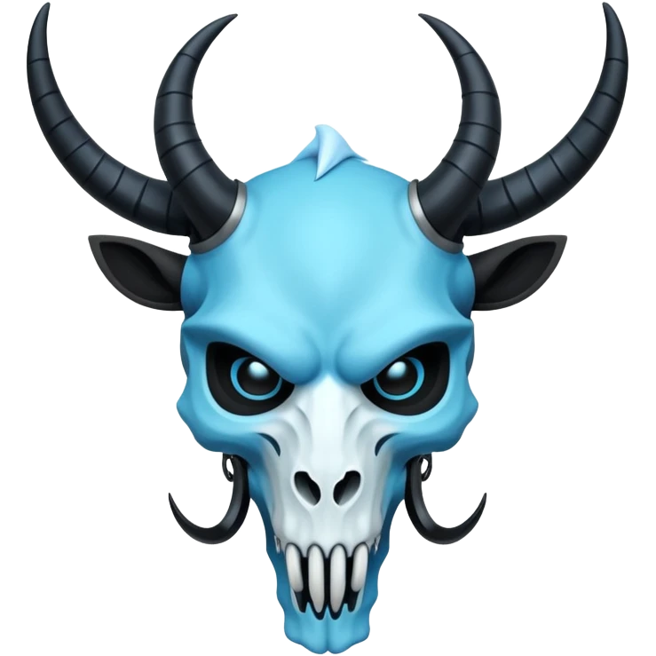 Shiny Dark Edgy  Inteleon-Amaura-Fakémon-hybrid-creature (full body) with a horned animal-skull-mask emoji