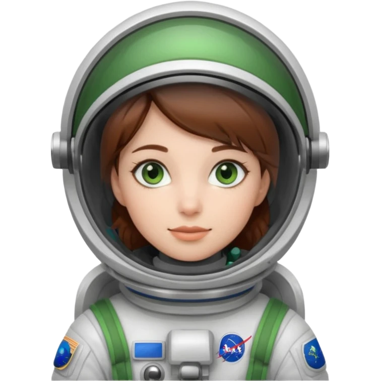Astronauts, Young, female, white skin, green eyes, brown hair emoji
