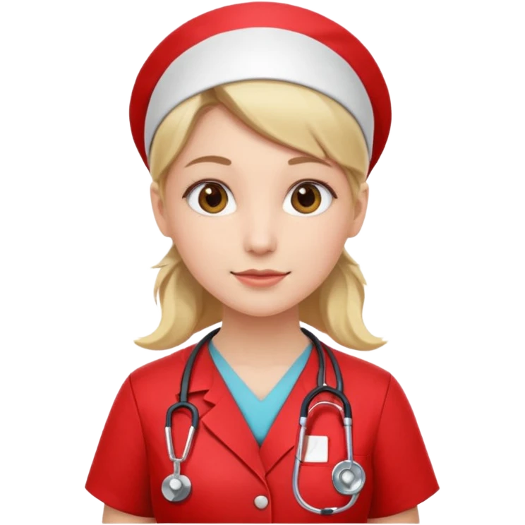 Nurse wearing red emoji