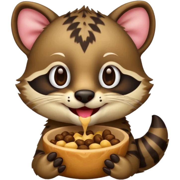 civet emoji with enjoying food emoji