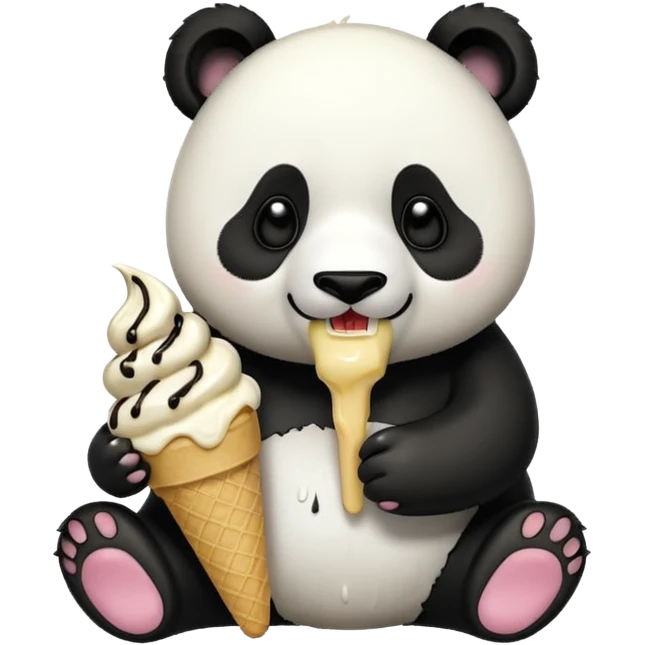 Panda eating ice cream emoji