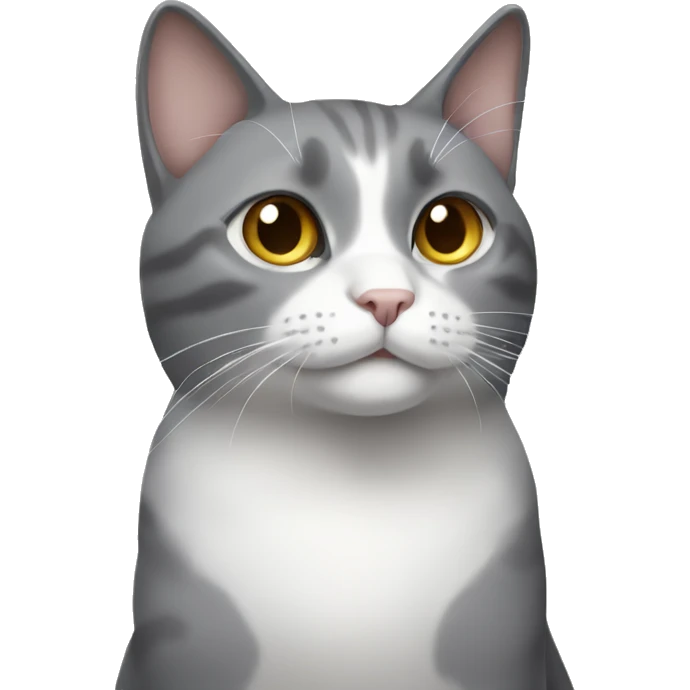 Gray cat with white chest emoji