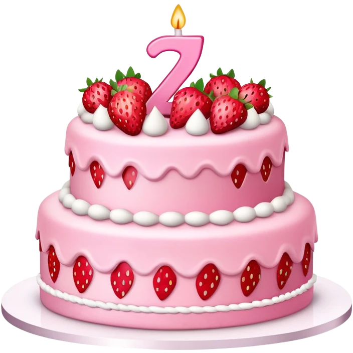 Pink Strawberry birthday cake with the number 27 on top emoji