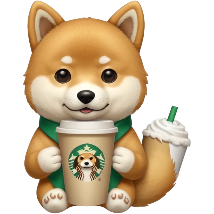 Shiba Jasper with starbucks cup emoji