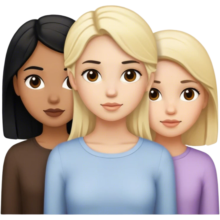 3 girls, a blond, a brunette, and black hair. All 3 are pretty emoji