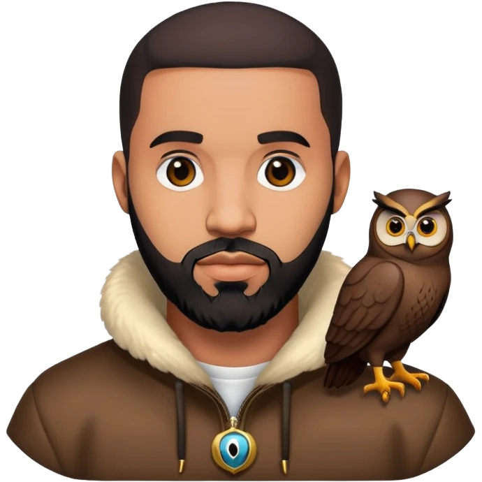 Drake rapper with beard and OVO owl logo emoji