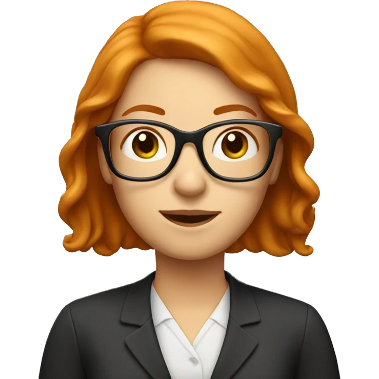 Woman teacher ginger head with glasses emoji