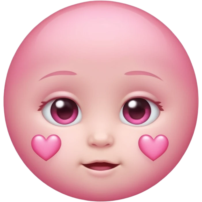 a baby pastel pink love face emoji with pink hearts in the eyes and a glowing baby pink gradient behind it  emoji