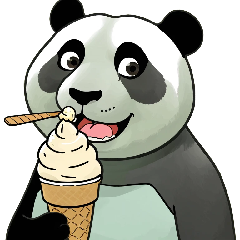 Panda eating ice cream emoji